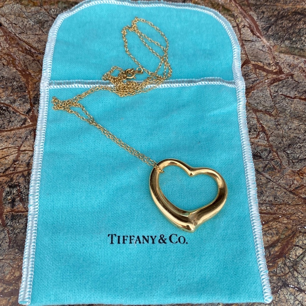 Tiffany Elsa Perretta Open Heart Gold Pendant necklace